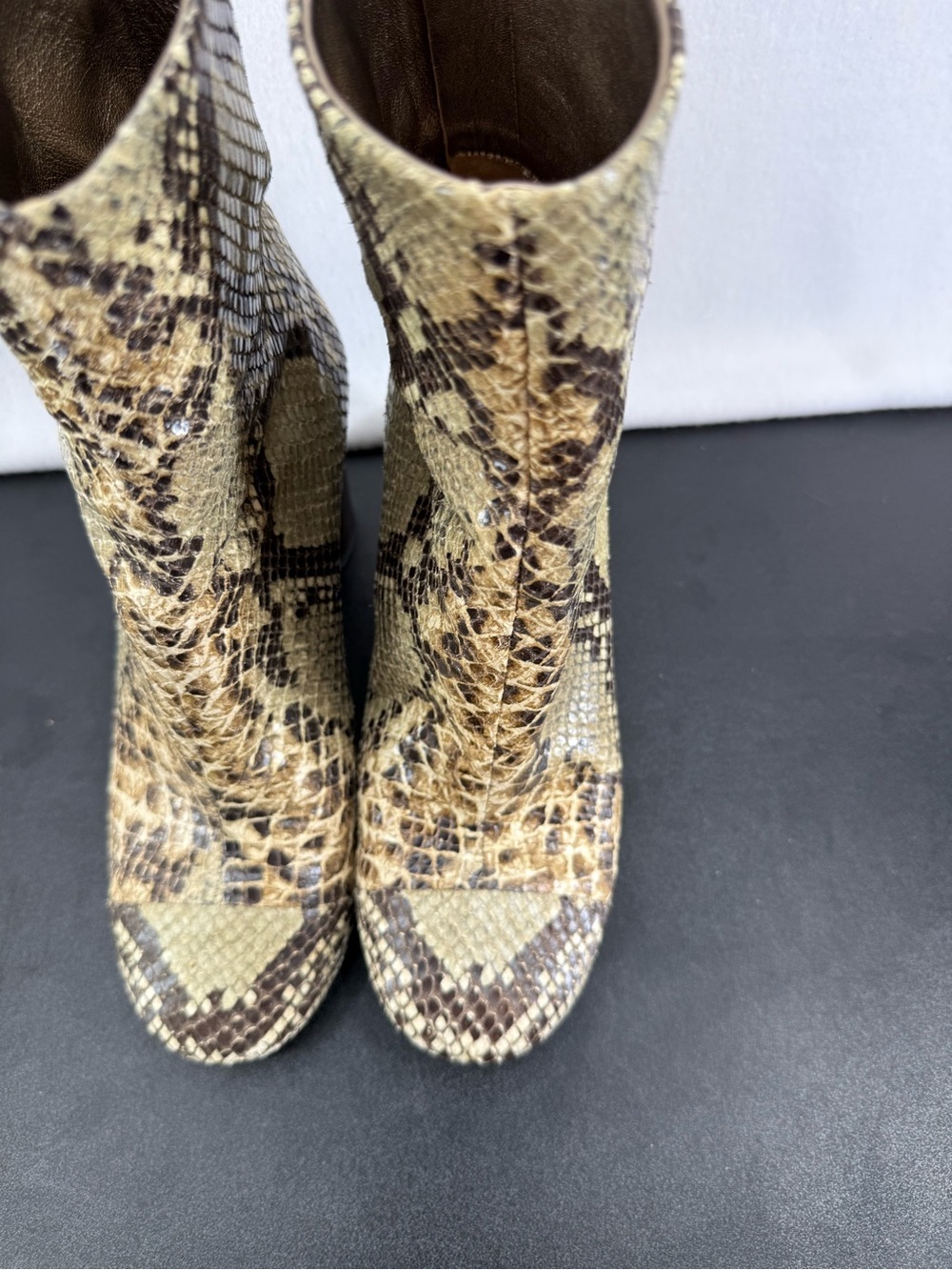 Isabel Marant Snake Print Ankle Boots in Beige and Brown - Picture 4 of 10